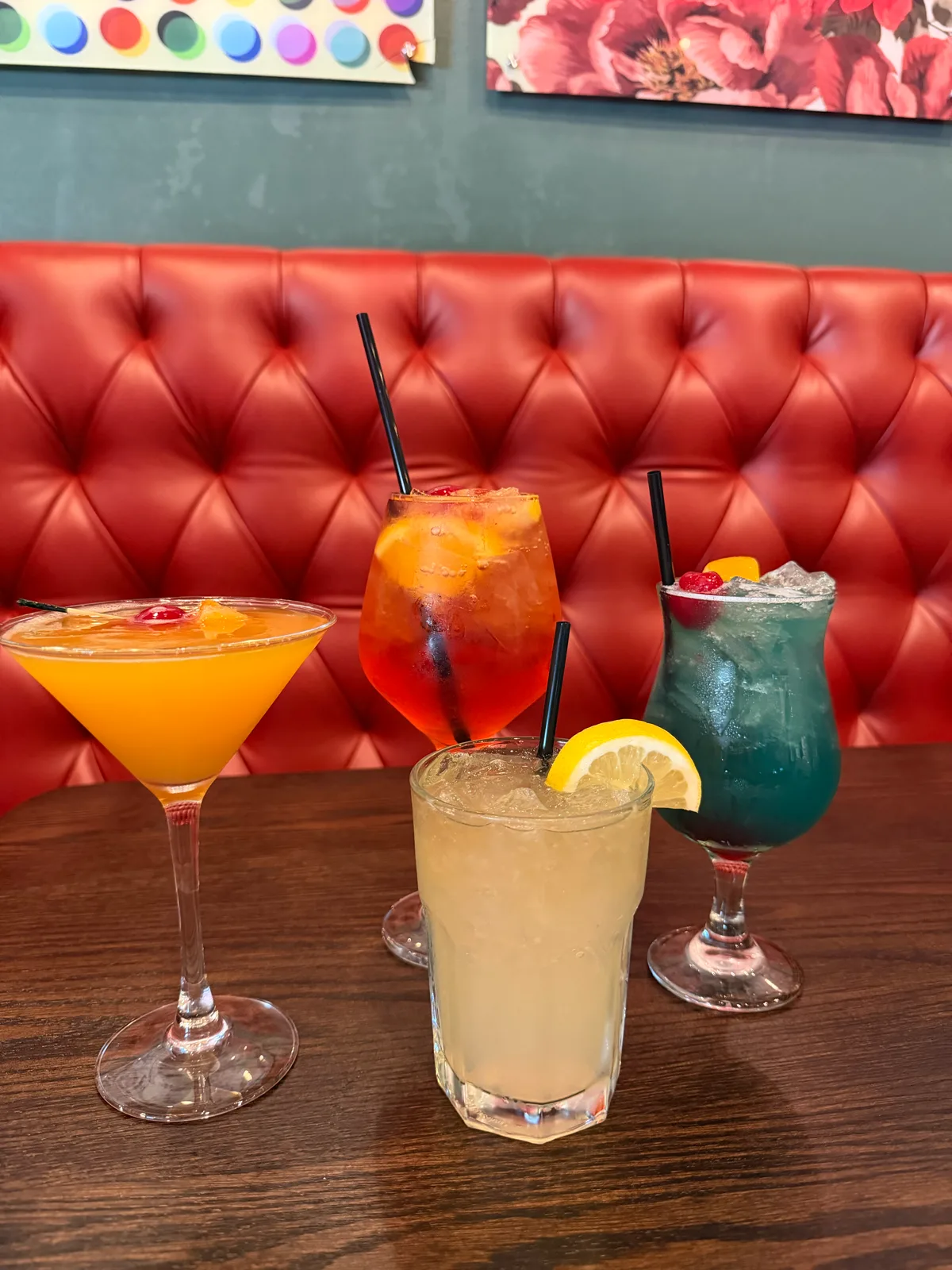 A lineup of cocktails at Antonio's Pizza Pawtucket